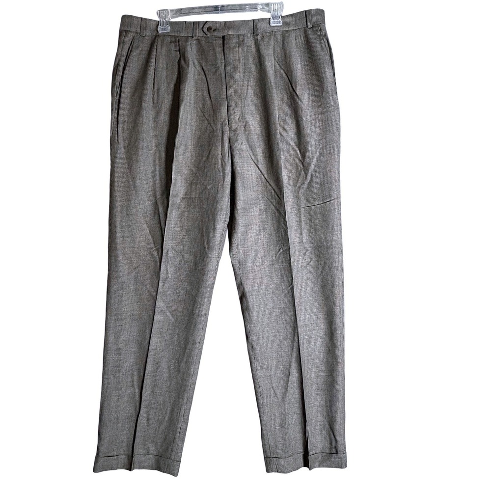 Vtg Polo University Ralph Lauren Wool Cashmere Houndstooth Pleated Pants 40W 32L